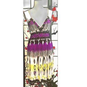 Koko breeze midi  boho  dress soft print purples black gray NWOT size small